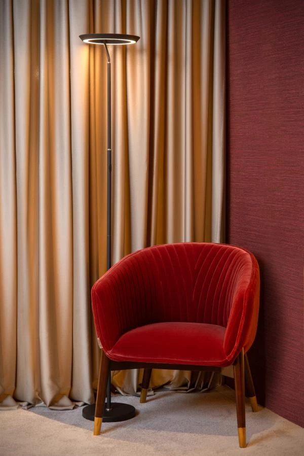 Lucide CELESTE - Floor lamp - Ø 28 cm - LED Dim. - 1x21W 2700K - Black - atmosphere 1
